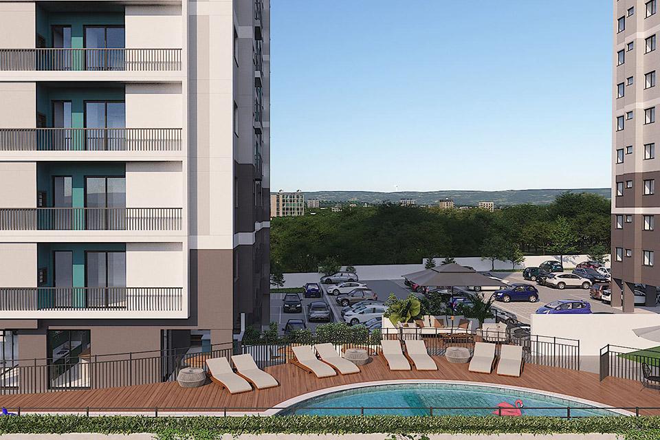 Oásis de relaxamento: piscina com pool lounge