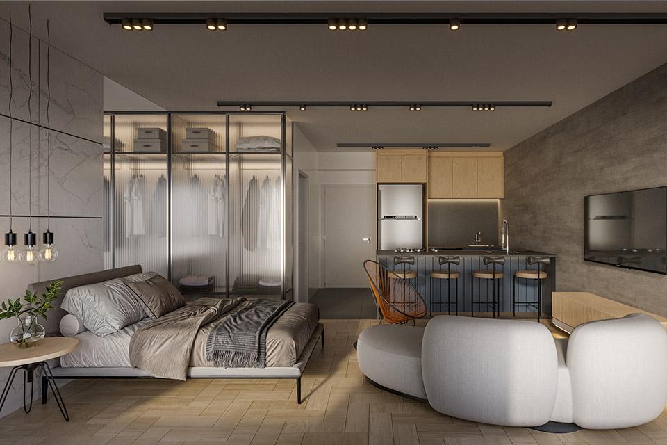 Studio e apartamentos de 1 ou 2 dormitórios